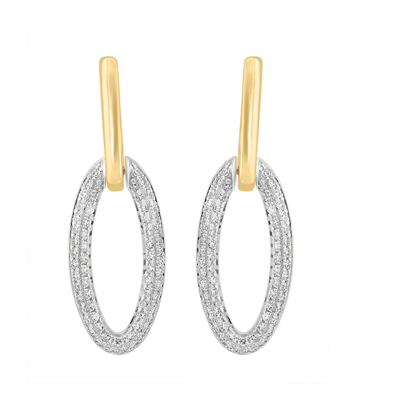 EFFY Diamond Oval Dangle Earrings in 14k Two Tone Gold image number null